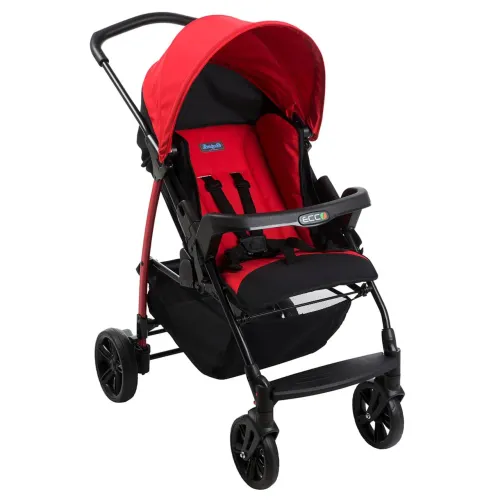 Carrinho Burigotto 4 rodas, 4 posições suporta crianças de até 15kg. Vermelho.