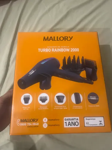 Secador Mallory Turbo Rainbow 2000W NOVO na caixa