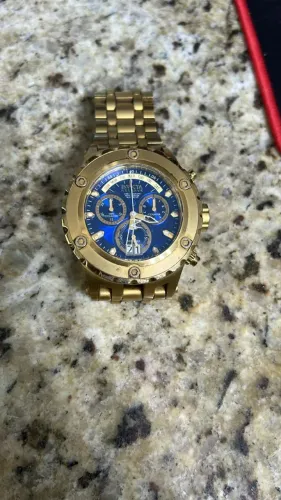 Relógio Invicta Reserve Dourado Original Cronógrafo Azul