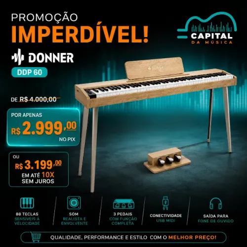 Piano digital Donner DDP60 com móvel pedal triplo ddp-60