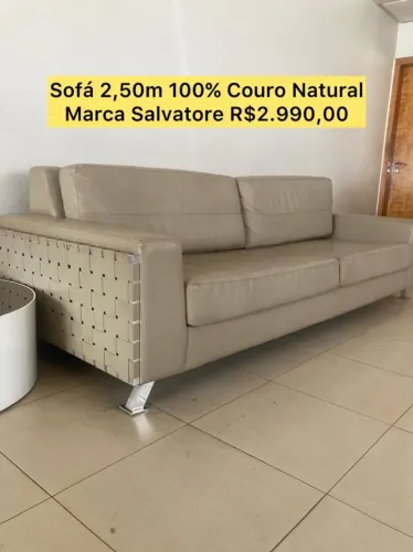 Sofá 2,50m 100% Couro Natural