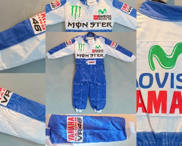 Valentino Rossi - VR46 - Macacão Fantasia Infantil Corrida Unissex VR46 - Fantasia - Festa
