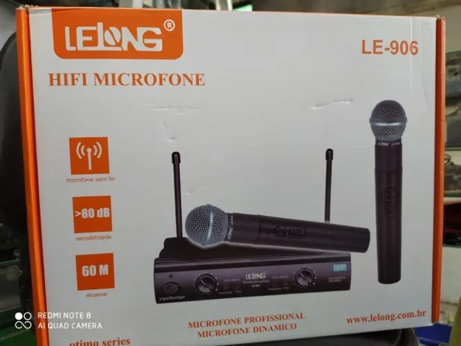 Microfone sem fio Lelong LE-906 80m de distância (Jk Eletrônicos)
