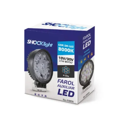 Farol auxiliar 9 LEDs redondo universal 8000K azul 10/30V 2400LM