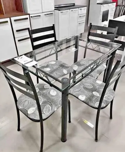 Mesa 4 cadeiras 100x60 tampo de vidro Ipanema - ENTREGA HOJE !!! 