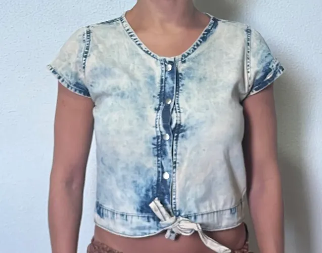 Blusa Jeans Tie Dye - TAM M