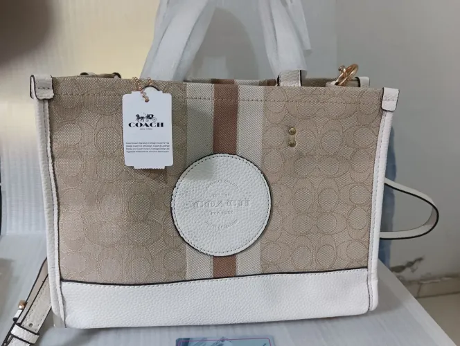Bolsa Coach Dempsey bege 30cm Original 