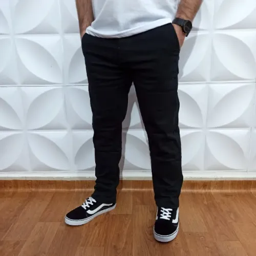 Calça Sarja Bolso Faca Masculina Esporte Fino