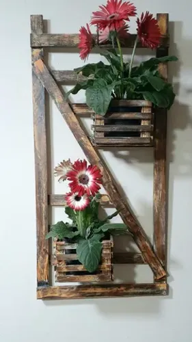 Floreira Vertical Pátina de Madeira 88 X 42 cm