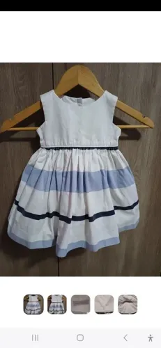 Vestido de bebê menina listrado azul e branco tamanho 2 ou 3