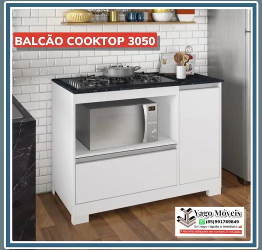 Balcão para Cooktop 5 bocas com espaço pra microondas em mega Promoção!