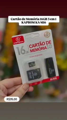 Cartão de Memória 16GB 3 em 1 KAPBOM KA-M16