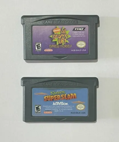 2 CARTUCHOS ORIGINAIS NINTENDO GBA RUGRATS ALL GROW UP e SHREK SUPER SLAM GAMEBOY GAME BOY