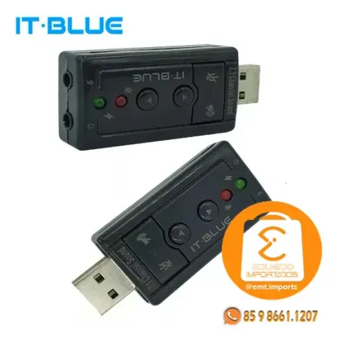 Adaptador para Placa de Som USB 2.0 Externo 7.1 It-Blue LE-5556