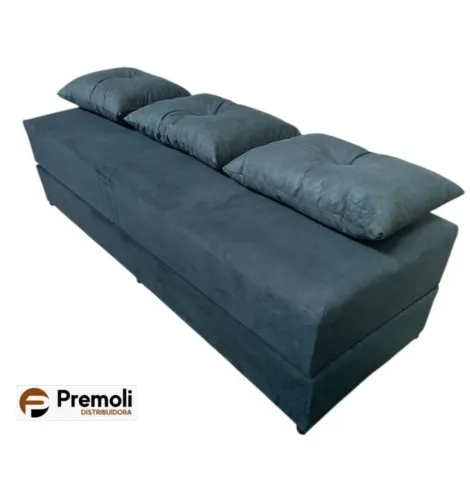 SOFÁ CAMA LUXO TECIDO SUED