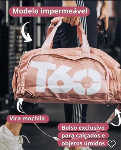 Bolsa de Academia Impermeável T60 - Vira Mochila