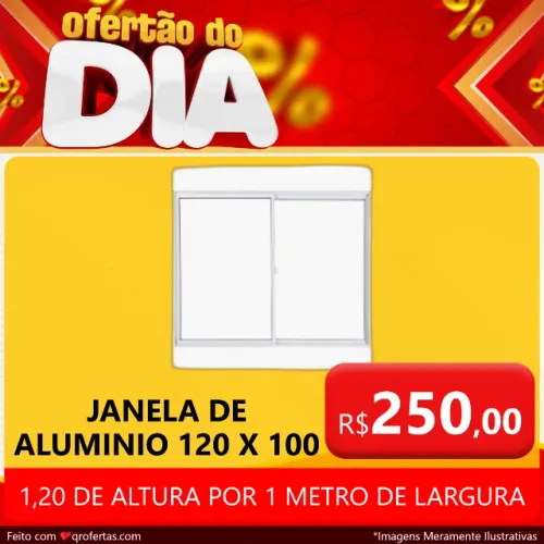JANELA DE ALUMINIO 1,20 DE ALTURA POR 1 METRO DE LARGURA - VIDRO LISO