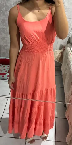 Vestido longo coral