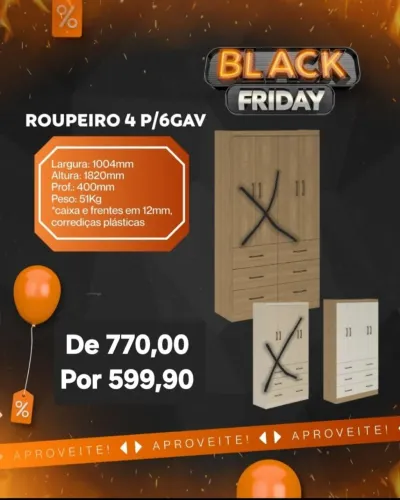 Guarda roupa 4 portas 6 gavetas 