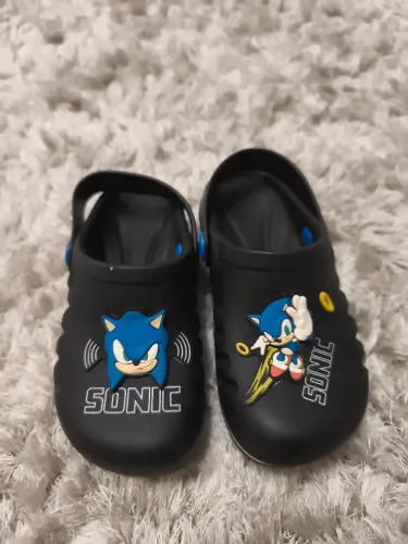 Babuche infantil Grendene Kids Sonic Speed na cor preta - Tamanho 26/27