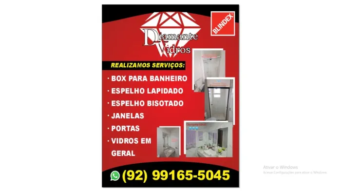 Box para Banheiro, Espelhos, Portas e Janelas - Diamante Vidros