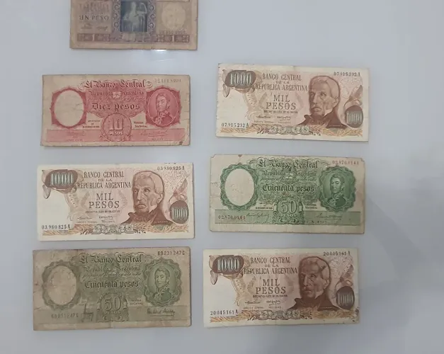 Cédulas antigas da Argentina - coleção com 7 notas originais