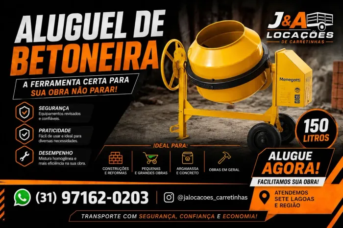 Aluguel de betoneira 150L