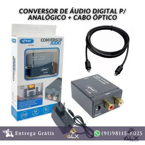 Kit Conversor de Audio Digital + Cabo Óptico *ENTREGA GRÁTIS*