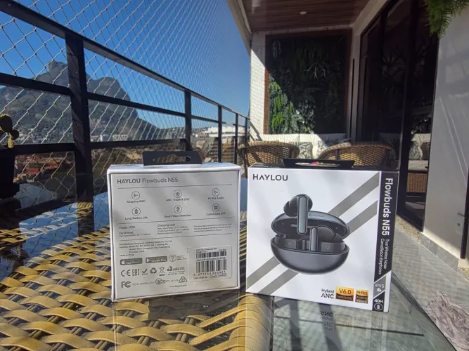 Fone de Ouvido Haylou Flowbuds N55. Aplicativo. Cancelamento de ruído (ANC). Super bateria