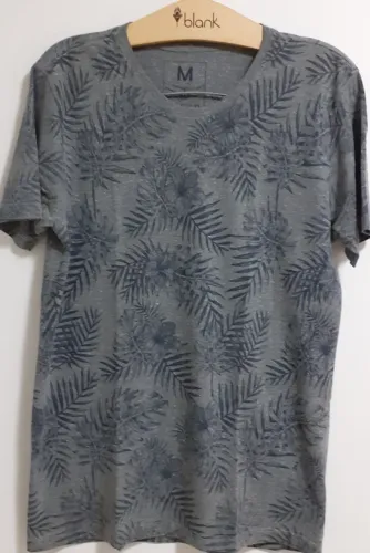 Camiseta Masc Floral Cinza