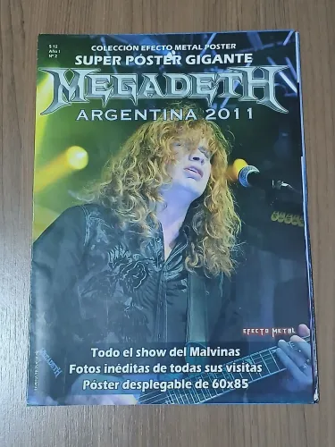 MEGADETH Revista Súper Pôster Gigante -Megadeth Argentina 2011 + Pôster 60x85cm Edição Nº2