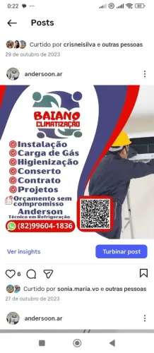 Manutenção e instalação $150