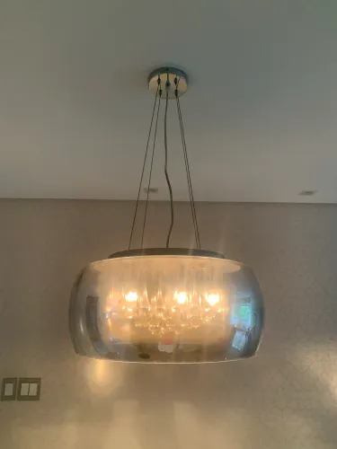 Pendente Metal Vidro Cristal Redondo 50cm diâmetro. YAMAMURA