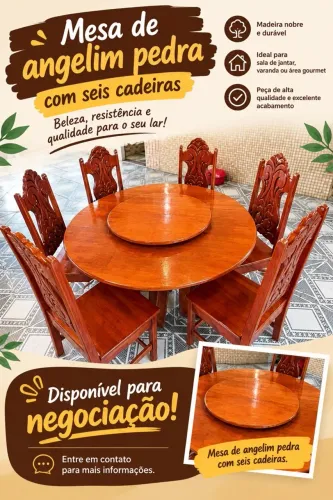 Vendo mesa angelim pedra com 6 cadeiras