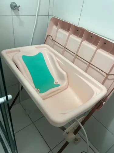 Banheira de Bebê Burigotto Millenia+ Mon Amour Trocador Rosa