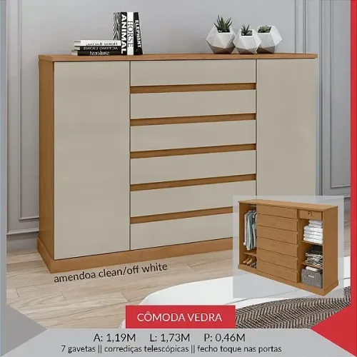 Cômoda Vedra 1,73m - Promoção