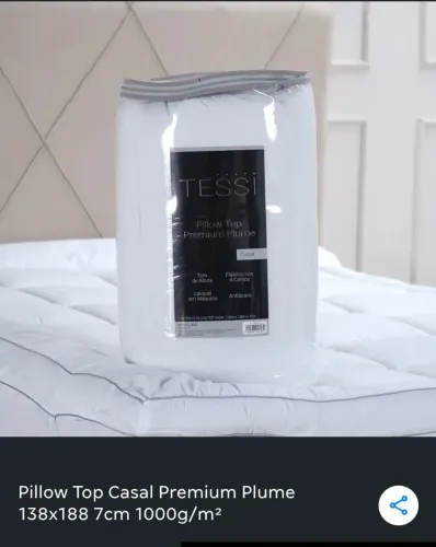 Pillow top Premium plume tessi casal 7cm altura elástico nos cantos lavável em máquina