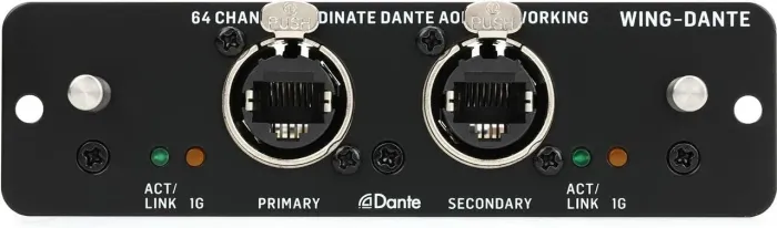 Placa de expansão Behringer Wing Dante, interface preta de 64 canais
