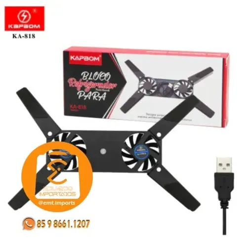 Suporte Notebook Base Com 2 Cooler de Ventilação KA-818