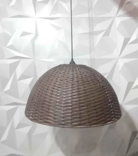 Luminária Pendente Junco Meia Esfera 52cm de diâmetro