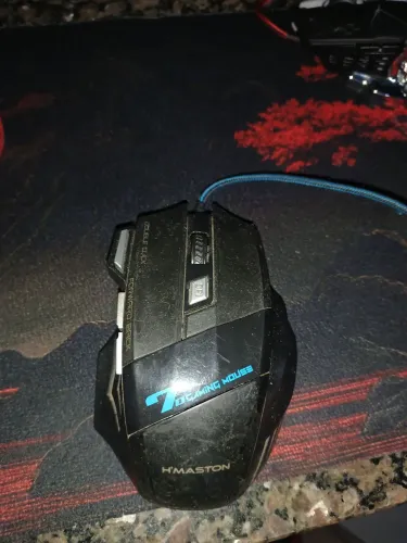 MOUSE PRETO COM AZUL RGB H'MASTON COM FIO