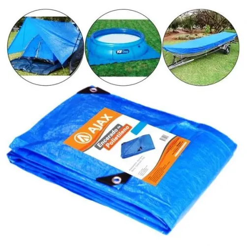 Lona para proteção cobertura de polietileno azul para piscina, camping,  praia e pesca 4x5