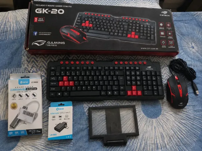 kit mobilador com teclado e mouse + cabo otg + cabo hub 3.0 + mousepad+aproximador de tela