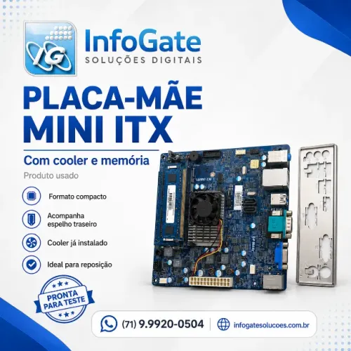Kit Placa-Mãe Mini ITX com Processador e 4GB RAM