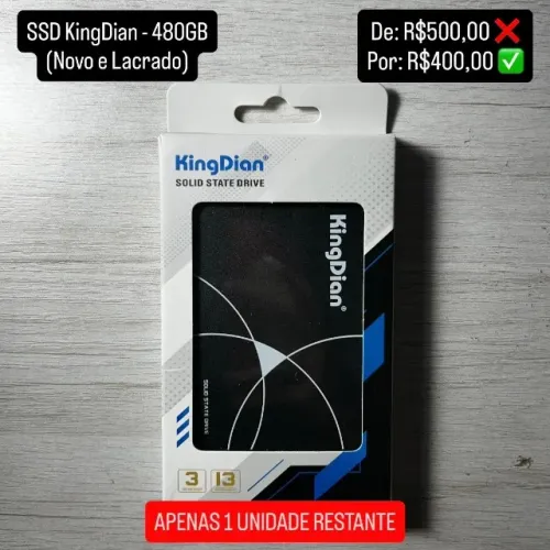 SSD 480GB KingDian (Novo e Lacrado) PROMOÇÃO