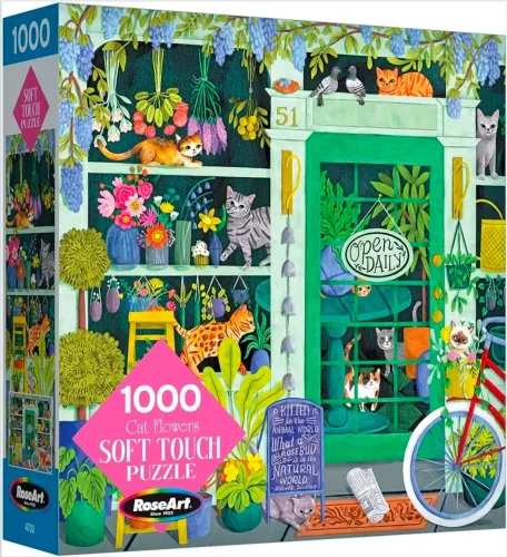 Quebra-Cabeça importado RoseArt Cat Flowers 1000 Peças - Completo