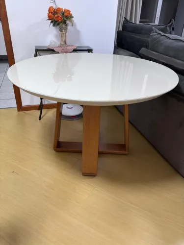 Mesa de Jantar Ciello 1,20 x 0,80m - Laca Branca com Vidro