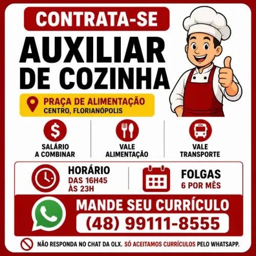 Auxiliar de cozinha em Food Hall