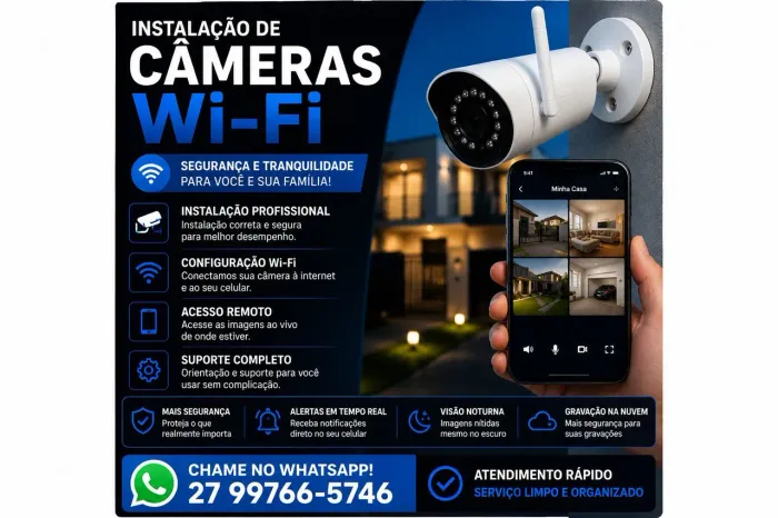 Instalação, configuração, manutenção de câmeras Wi-Fi