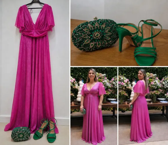 Vestido de Festa Pink/Fucsia Longo Tam. 42 